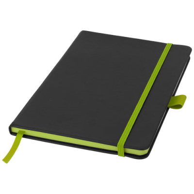 Picture of COLOUR-EDGE A5 HARD COVER NOTE BOOK in Solid Black & Lime