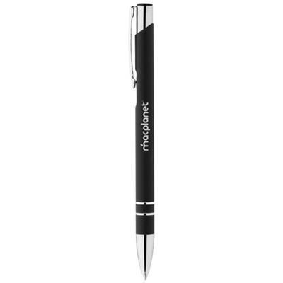 Picture of CORKY BALL PEN with Rubber-coated Exterior in Black Solid