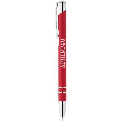Picture of CORKY BALL PEN with Rubber-coated Exterior in Red
