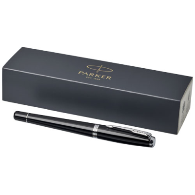 Picture of PARKER URBAN FOUNTAIN PEN in Solid Black & Silver Chrome.