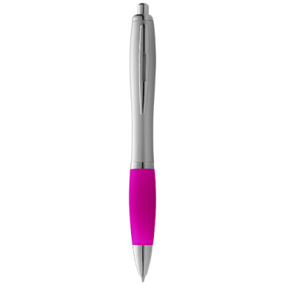 Picture of NASH BALL PEN SILVER BARREL AND COLOUR GRIP in Silver & Pink