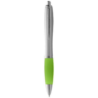 Picture of NASH BALL PEN SILVER BARREL AND COLOUR GRIP in Silver & Lime Green