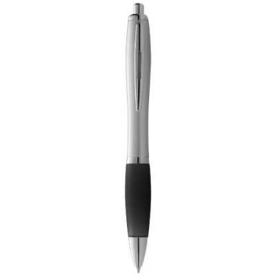 Picture of NASH BALL PEN SILVER BARREL AND COLOUR GRIP in Silver & Solid Black.