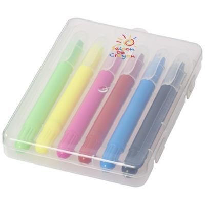 Picture of PHIZ 6 RETRACTABLE CRAYONS in Plastic Case in Transparent Clear Transparent