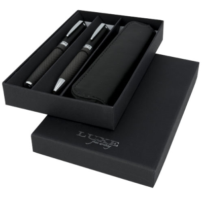 Picture of CARBON DUO PEN GIFT SET with Pouch in Solid Black