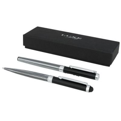 Picture of EMPIRE DUO PEN GIFT SET in Silver & Solid Black