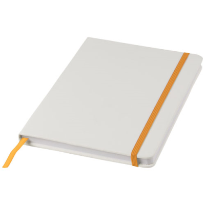 Picture of SPECTRUM A5 WHITE NOTE BOOK with Colour Strap in White & Orange