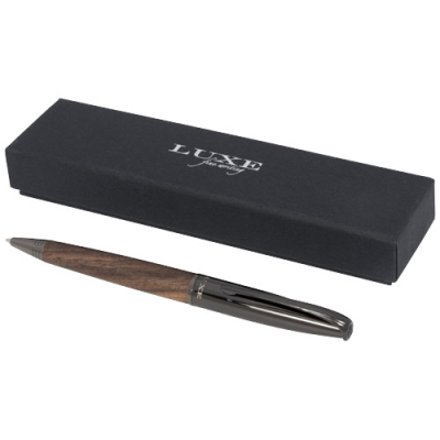 Picture of LOURE WOOD BARREL BALL PEN in Solid Black & Dark Brown.