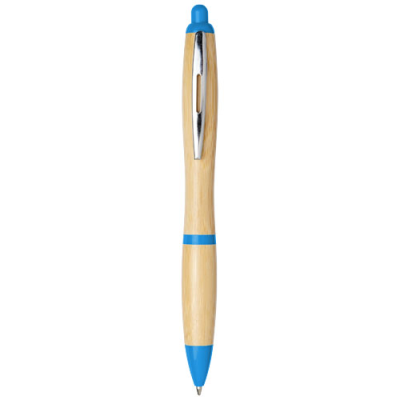 Picture of NASH BAMBOO BALL PEN in Natural & Light Blue.