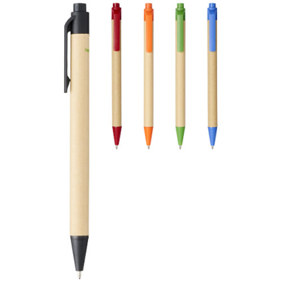 Picture of BERK RECYCLED CARTON AND CORN PLASTIC BALL PEN in Black Solid