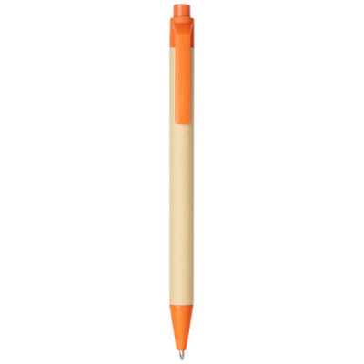 Picture of BERK RECYCLED CARTON AND CORN PLASTIC BALL PEN in Orange