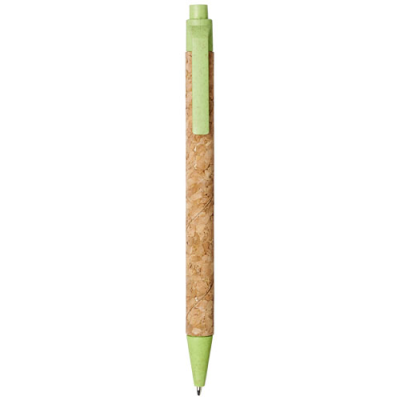 Picture of MIDAR CORK AND WHEAT STRAW BALL PEN in Natural & Apple Green