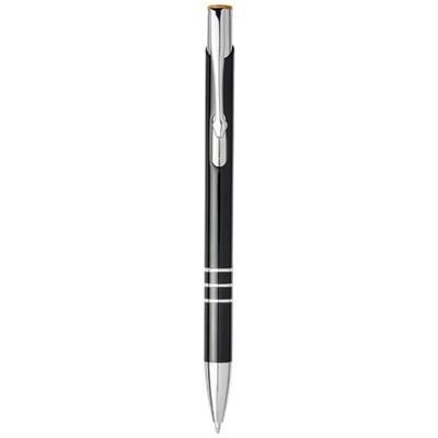 Picture of MONETA LASER COLOUR ALUMINIUM METAL CLICK BALL PEN in Black Solid-orange