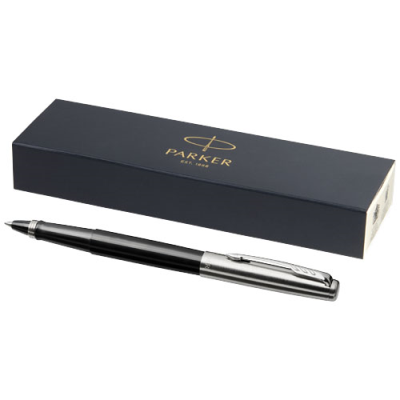 Picture of PARKER JOTTER PLASTIC with Stainless Steel Metal Rollerball Pen in Solid Black.