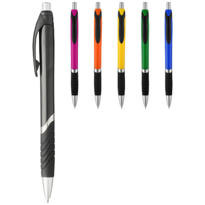 Picture of TURBO BALL PEN with Rubber Grip in Green & Solid Black.