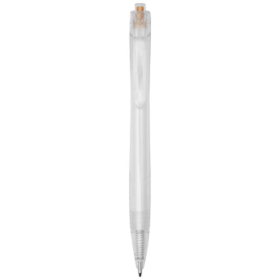 Picture of HONUA RECYCLED PET BALL PEN in Orange & Clear Transparent Clear Transparent.
