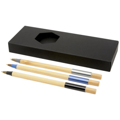 Picture of KERF 3-PIECE BAMBOO PEN SET in Solid Black & Natural