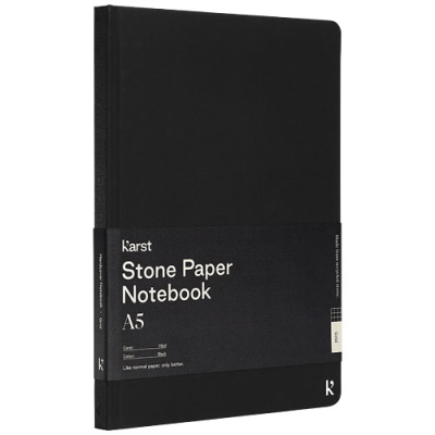 Picture of KARST® A5 STONE PAPER HARDCOVER NOTE BOOK - SQUARED in Solid Black.