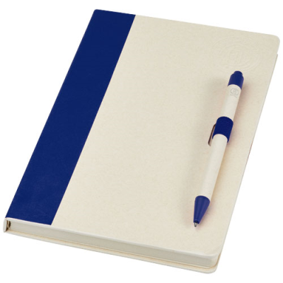 Picture of DAIRY DREAM A5 SIZE REFERENCE RECYCLED MILK CARTONS NOTE BOOK AND BALL PEN SET in Blue.