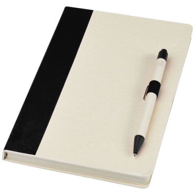 Picture of DAIRY DREAM A5 SIZE REFERENCE RECYCLED MILK CARTONS NOTE BOOK AND BALL PEN SET in Solid Black.