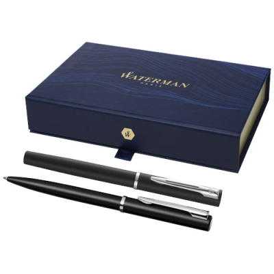 Picture of WATERMAN ALLURE ROLLERBALL PEN AND BALL PEN SET in Solid Black.