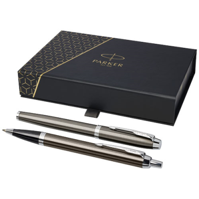 Picture of PARKER IM ROLLERBALL PEN AND BALL PEN SET in Grey.