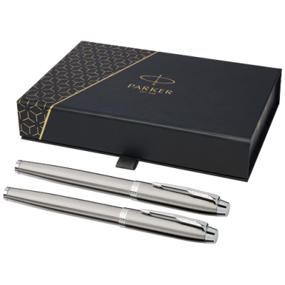 Picture of PARKER IM ROLLERBALL PEN AND FOUNTAIN PEN SET in Silver