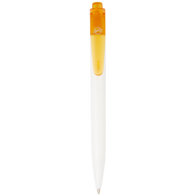 Picture of THALAASA OCEAN-BOUND PLASTIC BALL PEN in Clear Transparent Orange & White.