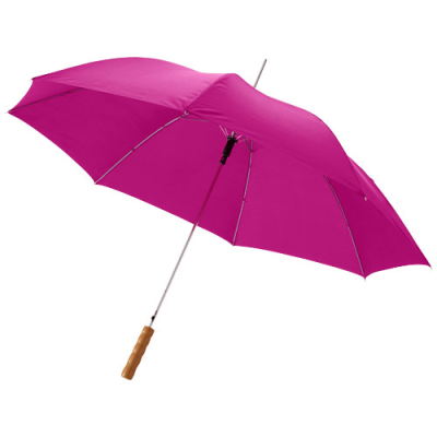 LISA 23 INCH AUTO OPEN UMBRELLA with Wood Handle in Magenta.