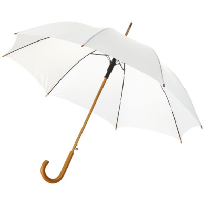 Picture of KYLE 23 INCH AUTO OPEN UMBRELLA WOOD SHAFT AND HANDLE in White.