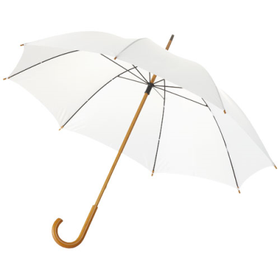 JOVA 23 INCH UMBRELLA with Wood Shaft & Handle in White.