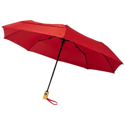 Picture of BO 21 INCH FOLDING AUTO OPEN & CLOSE RECYCLED PET UMBRELLA in Red.