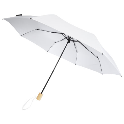 Picture of BIRGIT 21 FOLDING WINDPROOF RECYCLED PET UMBRELLA in White.