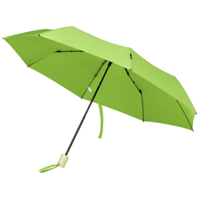 Picture of BIRGIT 21 FOLDING WINDPROOF RECYCLED PET UMBRELLA in Lime Green.