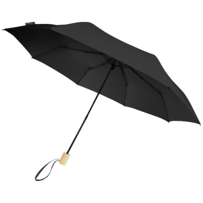Picture of BIRGIT 21 FOLDING WINDPROOF RECYCLED PET UMBRELLA in Solid Black
