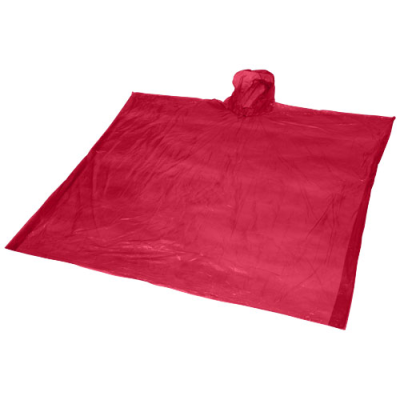 Picture of MAYAN RECYCLED PLASTIC DISPOSABLE RAIN PONCHO with Storage Pouch in Red.