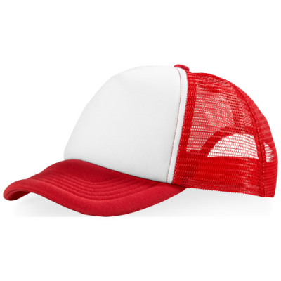 Picture of TRUCKER 5 PANEL CAP in Red & White