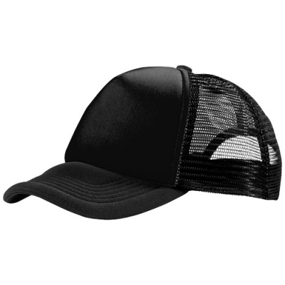 Picture of TRUCKER 5 PANEL CAP in Solid Black & Solid Black.