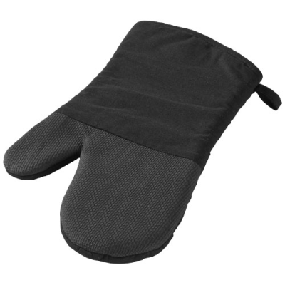 Picture of MAYA OVEN GLOVES with Silicon Grip in Shiny Black & Solid Black.