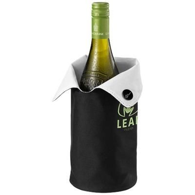 Picture of NORON FOLDING WINE BOTTLE COOLER SLEEVE in Black Shiny & White Solid