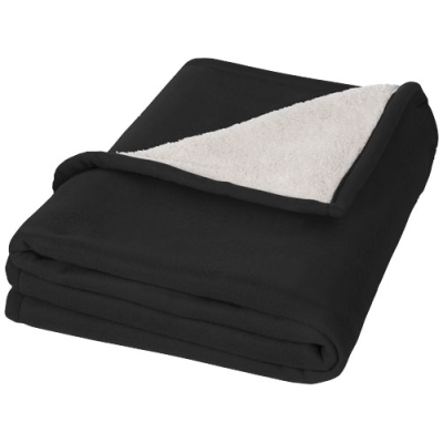 Picture of SPRINGWOOD SOFT FLEECE AND SHERPA PLAID BLANKET in Solid Black & Off White