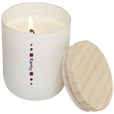 Picture of LANI CANDLE with Wood Lid in White Solid