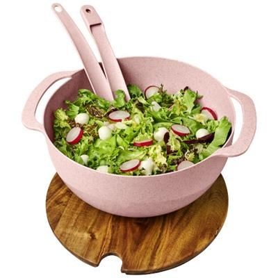 Picture of LUCHA WHEAT STRAW SALAD BOWL with Servers in Magenta