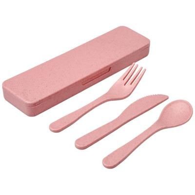 Picture of BAMBERG BAMBOO FIBRE CUTLERY SET in Light Pink