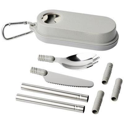 Picture of GILES WHEAT STRAW CUTLERY SET with Bottle Opener in Grey