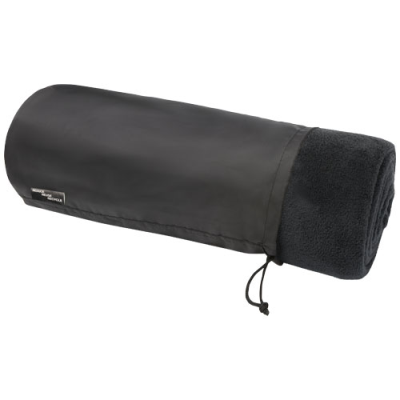 Picture of LILY GRS CERTIFIED RPET CORAL FLEECE BLANKET in Solid Black.