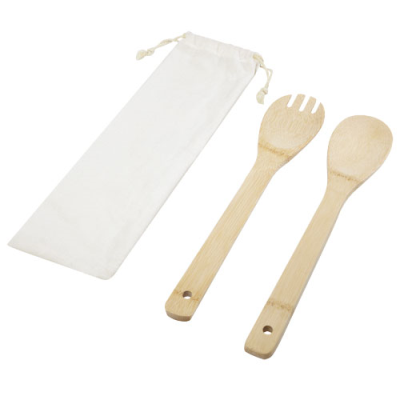 Picture of ENDIV BAMBOO SALAD SPOON AND FORK in Natural.