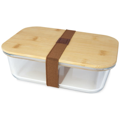 Picture of ROBY GLASS LUNCH BOX with Bamboo Lid in Natural & Clear Transparent Clear Transparent