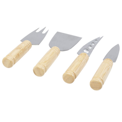 Picture of CHEDS 4-PIECE BAMBOO CHEESE SET in Natural.