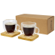 Picture of MANTI 2-PIECE 100 ML DOUBLE-WALL GLASS CUP with Bamboo Coaster 